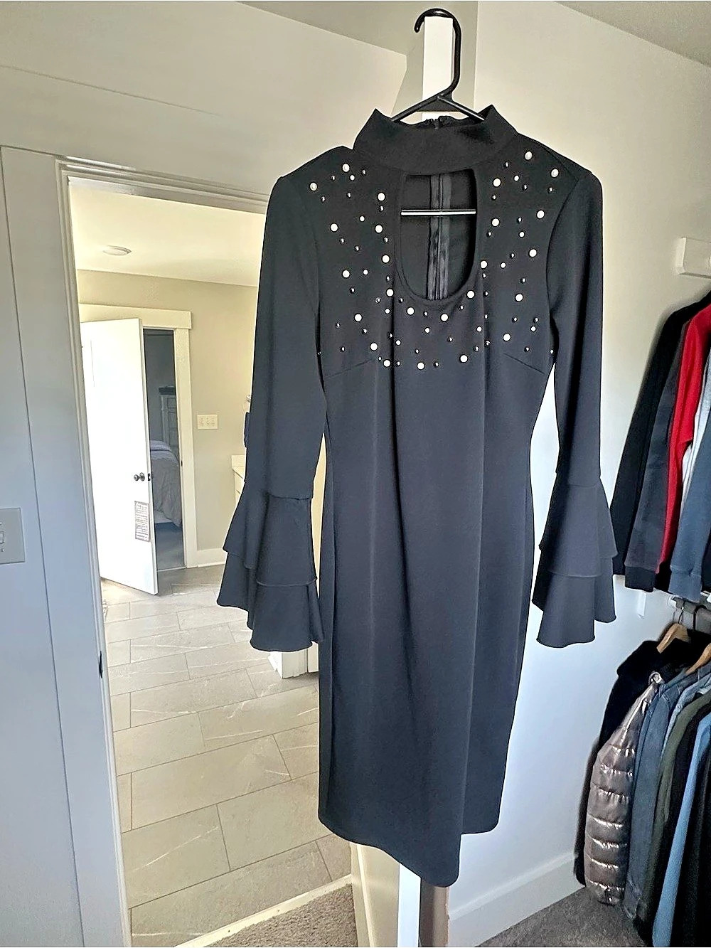 Black Studded Midi Dress Like New